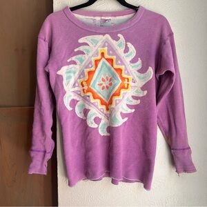 Vintage 70s 80s purple bark dyed thermal top Size Small